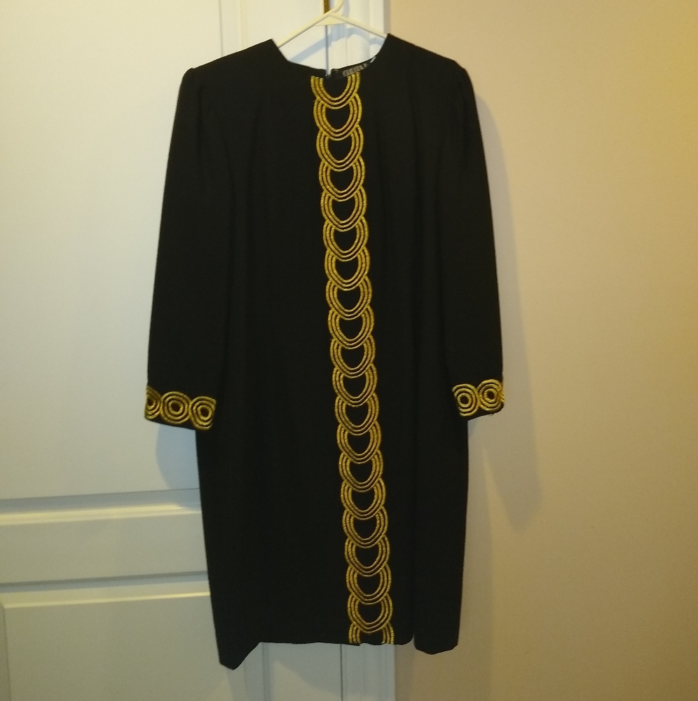 Chetta B black dress with gold trim